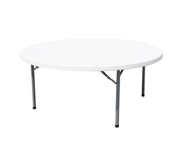 Omcan Solid Round Heavy-Duty White Plastic Folding Table - CA