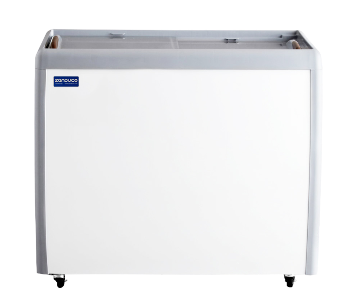 Zanduco 39" 2-Door Ice Cream Display Chest Freezer with Flat Glass Top and 270L Capacity - 110V - USA