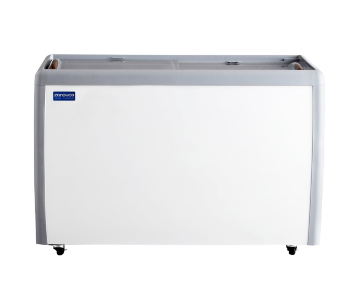Zanduco 60" 2-Door Ice Cream Display Chest Freezer with Flat Glass Top and 470L Capacity - 110V - USA