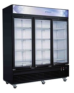 Dukers DSM-69F 69" Commercial Three Door Glass Door Merchandiser Freezer - 69.43 Cu. Ft. - USA