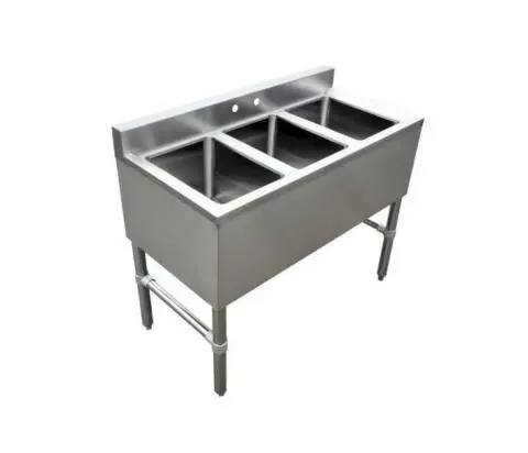 3 Compartment Underbar Sink with No Drain Board 10 X 14 X 10 Underbar Sinks Zanduco CA
