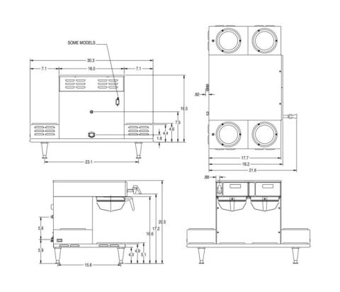 Bunn AXIOM 0/6 Twin 12-Cup Automatic Coffee Brewer with 6 Lower Bunn AXIOM 0/6 Twin 12-Cup Automatic Coffee Brewer with 6 Lower