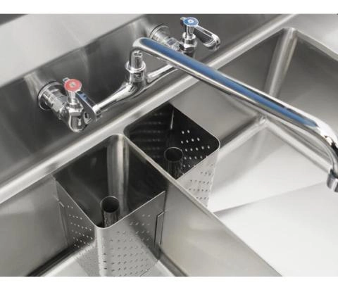Zanduco 18-Gauge Stainless Steel Three Tub Sink with Corner Drain