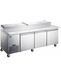 Zanduco 92" 3 Door Refrigerated Pizza Prep Table 31 cu. Ft.
