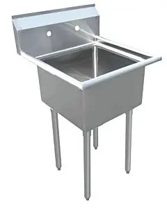 Zanduco 25" 18-Gauge One Compartment Stainless Steel Sink with No Drain Board - 20" x 20" x 12" Bowl