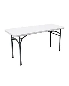 Zanduco 48" Solid Heavy-Duty White Plastic Folding Table