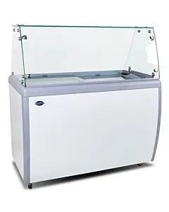 Zanduco 60" Ice Cream Dipping Cabinet / Freezer with Flat Sneeze Guard and 370 L Capacity