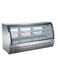 Zanduco 64" 620L Curved Glass Refrigerated Floor Display Case with Stainless Steel Exterior