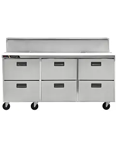 Centerline CLPT-7230-DW 72" 30 Mega Top Six Drawer Refrigerated Salad/Sandwich Prep Table