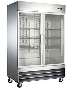 Zanduco 54" Two Swing Glass Door Stainless Steel Reach-In Refrigerator