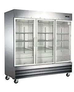 Zanduco 81" Three Swing Glass Door Stainless Steel Reach-in Refrigerator