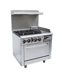 Zanduco 36" Commercial Range Oven w/ 12" Griddle and 4 Burners – Natural Gas - 171,000 BTU