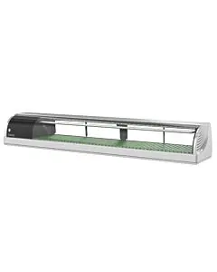 Hoshizaki HNC-180BA-L-SLH Curved Glass Refrigerated Sushi Display Case 70.9" - Left Side Compressor, Half Glass Doors