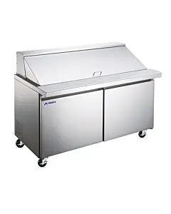 Aurora 60" Mega Refrigerated Prep Table with 2 Doors and 16.6 cu.ft. Capacity - 115V, 504W