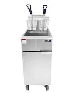Atosa ATFS-50 Heavy Duty Stainless Steel Deep Floor Fryer 50 LB Capacity Natural Gas or Liquid Propane - 136,000 BTU