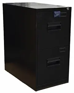 Omcan Black Letter Vertical File Cabinet with Two Drawers