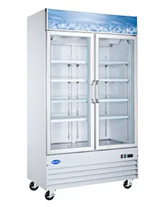 Zanduco 49" 2-Door Swing Glass Merchandiser Freezer with 821L Capacity - White, 110V