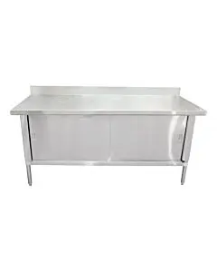 Zanduco 30" Depth Stainless Steel Enclosed Worktable with Cabinet, Sliding Doors, and Backsplash-Knockdown