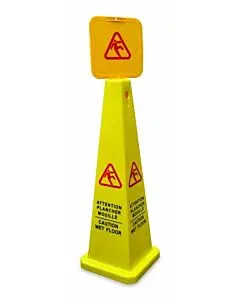 Omcan Square Caution Cone - English/French Yellow