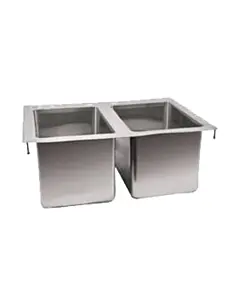 Zanduco 10" x 14" x 10" Stainless Steel 2-Tub Drop In Sink with Flat Top