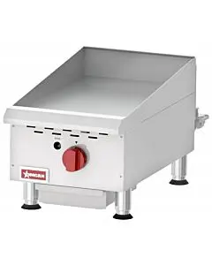 Omcan Countertop Stainless Steel Gas Griddle with 1 Burner Thermostatic Control Natural Gas with Propane Conversion Kit - 30,000 BTU