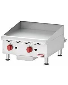Omcan Countertop Stainless Steel Gas Griddle with 2 Burners Manual Control Natural Gas with Propane Conversion Kit - 60,000 BTU