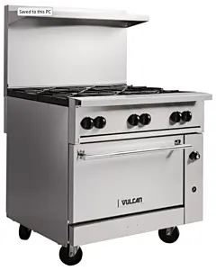 Vulcan 36C-6B Endurance Series 36" 6 Burner Range with Convection Oven and 215,000 BTU - Natural Gas/Liquid Propane