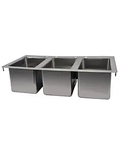 Zanduco 10" x 14" x 10" Stainless Steel 3-Tub Drop In with Flat Top