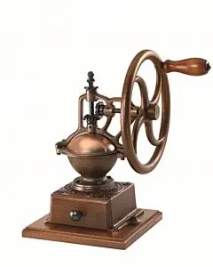 Omcan Manual Coffee Grinder - Brown cast-iron & Beech wood, with wooden base