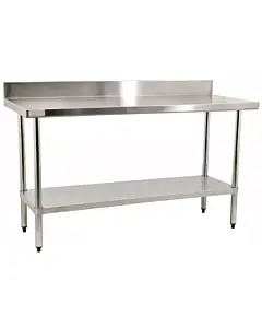 Zanduco 24" Depth Stainless Steel Heavy Duty Worktable with Undershelf and 4" Backsplash