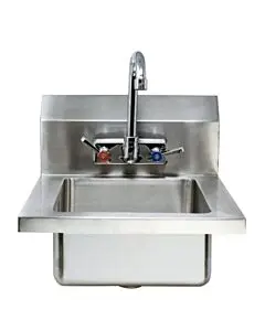 Zanduco Fabricated Wall Mounted Hand Sink with 4" Faucet & Drainbasket
