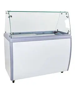 Zanduco 50" Ice Cream Dipping Cabinet / Freezer with Flat Sneeze Guard 290 L Capacity