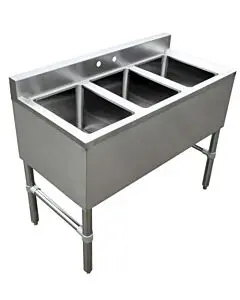 Zanduco 3 Compartment Underbar Sink with No Drain Board 10" X 14" X 10"