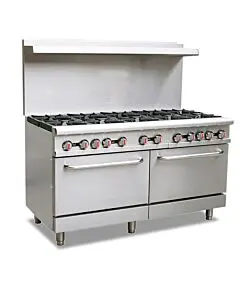 Omcan 60" Commercial Range Natural Gas with 10 Burners and 2 Oven - 362,000 BTU