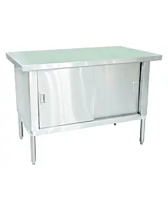 Zanduco 30" Stainless Steel Enclosed Worktable with Cabinet, Sliding Doors - Knockdown