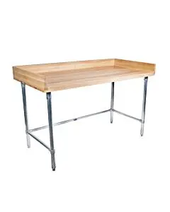 BK Resources MBTSOB-7236 72" x 36" Hard Maple Bakers Top Table with Stainless Open Base & Oil Finish