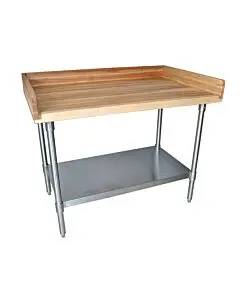 BK Resources MBTS-4836 48" x 36" Hard Maple Bakers Top Table with Stainless Undershelf & Oil Finish