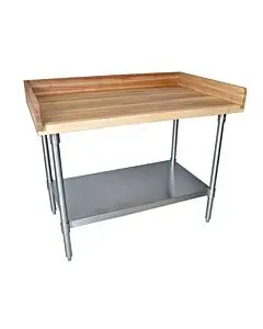 BK Resources MBTS-9636 96" x 36" Hard Maple Bakers Top Table with Stainless Undershelf & Oil Finish