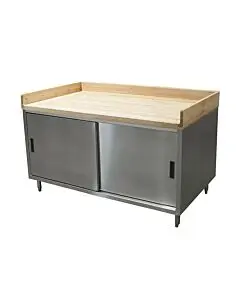 BK Resources CMBT-3048S 30" X 48" Maple Bakers Top Cabinet Base with Sliding Door Chef Table
