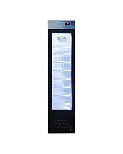 Zanduco 16.5" Single Glass Door Reach-In Merchandiser Freezer - 105L, Black