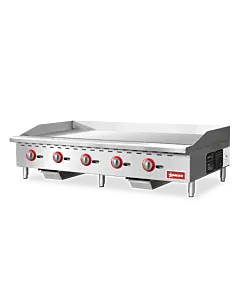 Omcan 60" Countertop Gas Griddle with 5 Burners Natural Gas with Propane Conversion Kit - 150,000 BTU