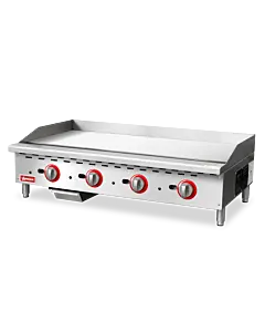 Omcan 48" Countertop Gas Griddle with 4 Burners Thermostat Control Natural Gas with Propane Conversion Kit - 112,000 BTU