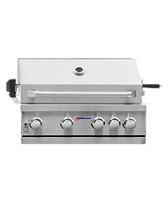 Omcan 30" Propane Gas 5 Burner BBQ Grill with Rotisserie Kit, Warming Rack, & LED Light - 58,000 BTU