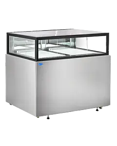 Zanduco 48" Flat Top Stainless Steel Refrigerated Display Case with 373L Capacity - 110V, 380W