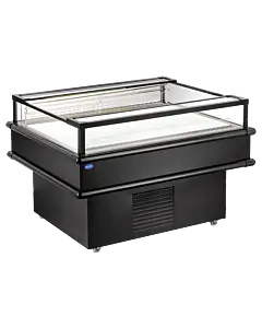 Zanduco 50" Black Refrigerated Island Top-Open Display Case with 161L Capacity - 110V, 350W