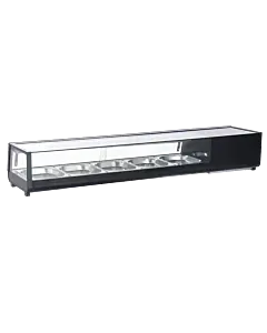 Omcan 71" Refrigerated Rectangular Sushi Showcase 132 L/4.7 Cu Ft Black 110V/60/1