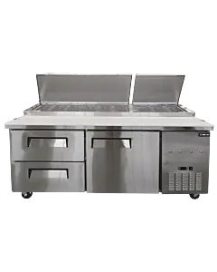 Omcan 71" Refrigerated Pizza Prep Table with Drawers and 623L Capacity - 110-120V, 1/4 HP