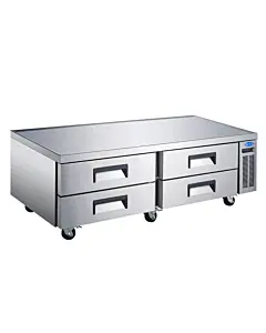 Zanduco 72" Four Drawer Refrigerated Stainless Steel Chef Base with 385L Capacity - 110V, 1/3 HP