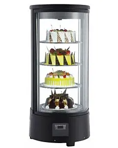 Zanduco 18" Rotating Circular Refrigerated Countertop Display Case with 72L Capacity - 110V, 170W