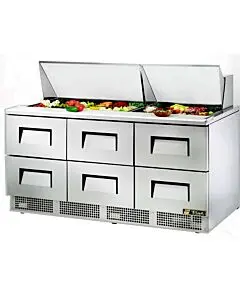 True TFP-72-30M-D-6-HC 72" Mega Top Six Drawer Salad/Sandwich Prep